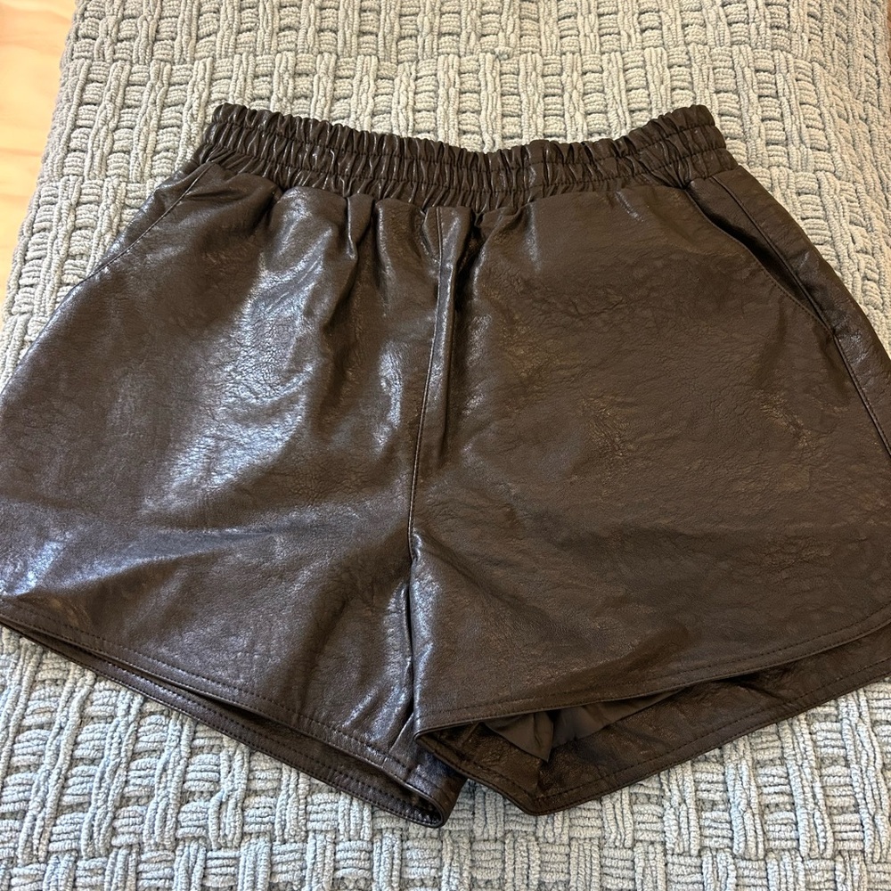 Faux Leather Black Shorts